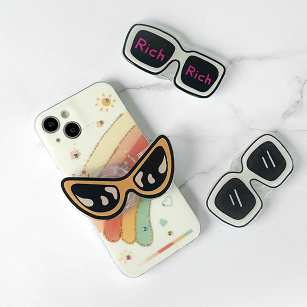 Phone Accessories Vendor - かわいい漫画クールスタイリッシュなメガネ電話ホルダーグリップトックサポート iPhone サムスン Xiaomi 電話ケースグリップトックブラケットガールギフト