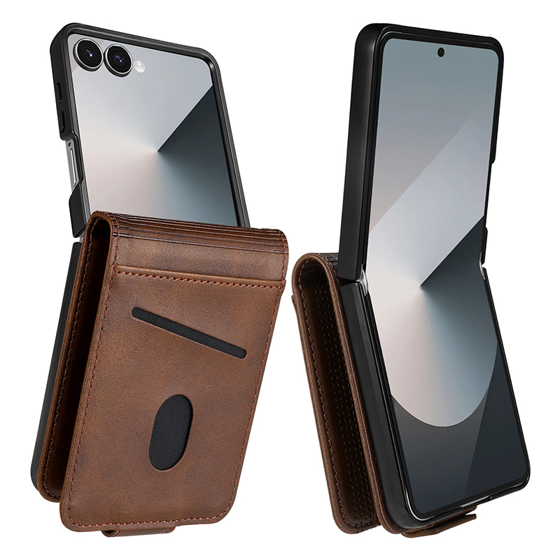 Phone Accessories Hippers - レザーカードスロットホルダー付き財布型スマホケース、Samsung Galaxy Z Flip 8 7