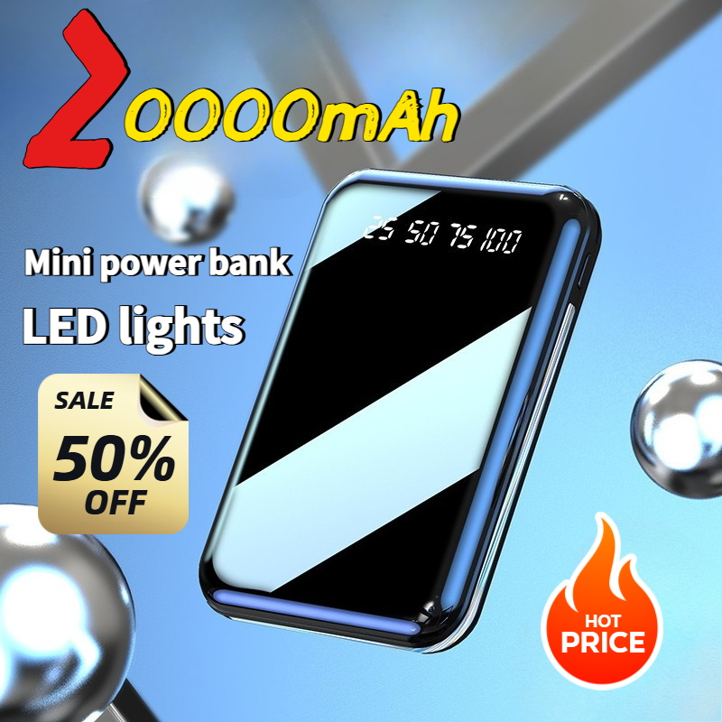 Portable Charger 20000Mah - 20000mAh ミニパワーバンクポータブル充電器ミラースクリーン LED デジタルパワーバンク Iphone サムスン