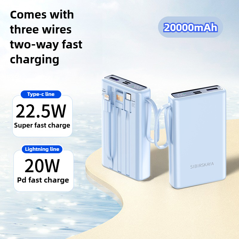 Portable Charger 20000Mah - 20000mAh ポータブル電源銀行内蔵 4 ケーブル 22.5W 急速充電充電銀行