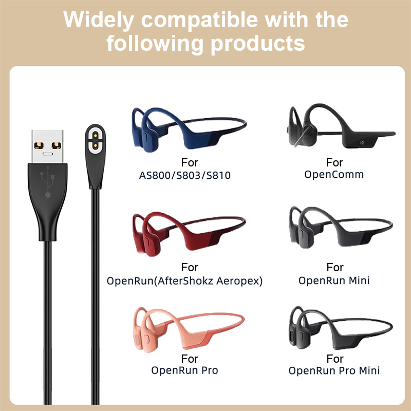 Fast Charging Cable - 急速充電と骨伝導を備えたUSBType-Cヘッドセット充電器ケーブル,shokz as800,s803,s810,openrun用のヘッドセットアダプター