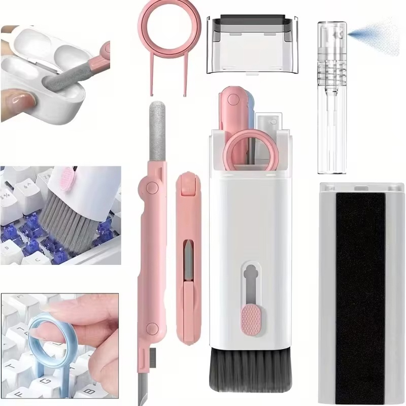 Lens Camera Clip - 7 in 1イヤホンクリーナーブラシキット、キーボードクリーニングペン、キーキャッププラー、AirPods、ヘッドセット、ラップトップ、タブレットPC、コンピューター、電話、カメラ用