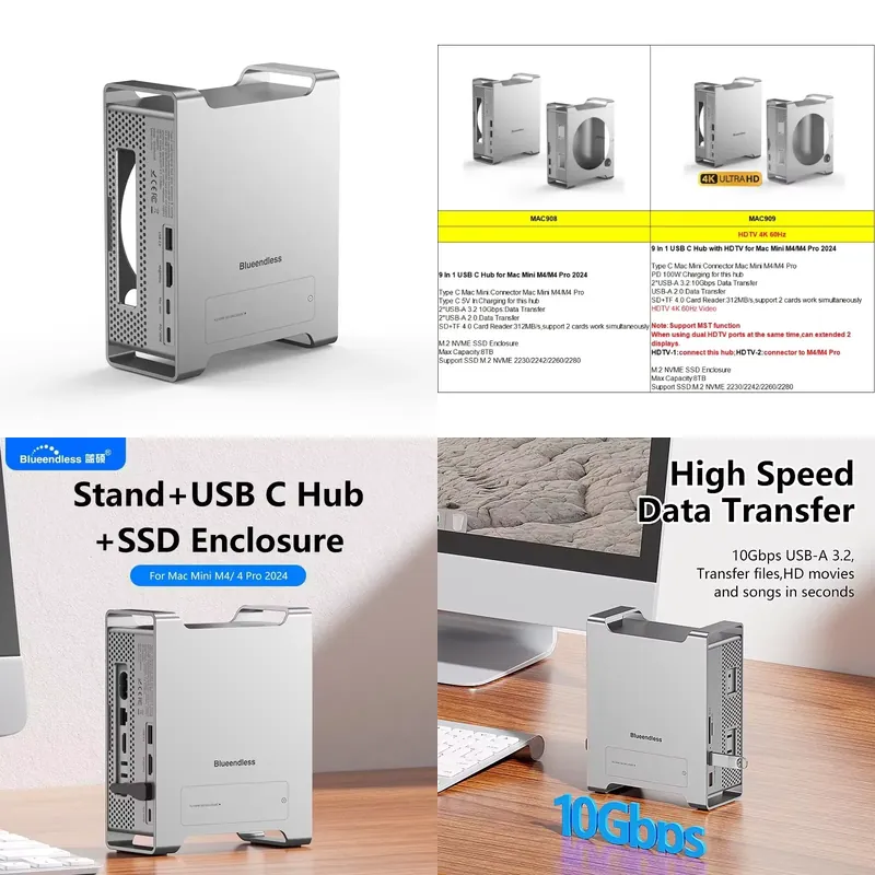 Usb C Hub - AP01 ミニM4スタンドハブドック USB Cドッキングステーション 10Gbps USB