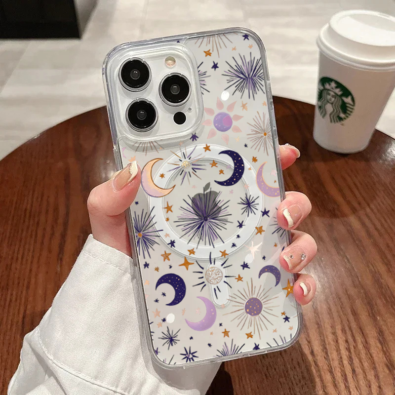 Phone Accessories Magnetic - ロマンチックな太陽月星柄iPhoneケース iPhone 17 Pro Max 16