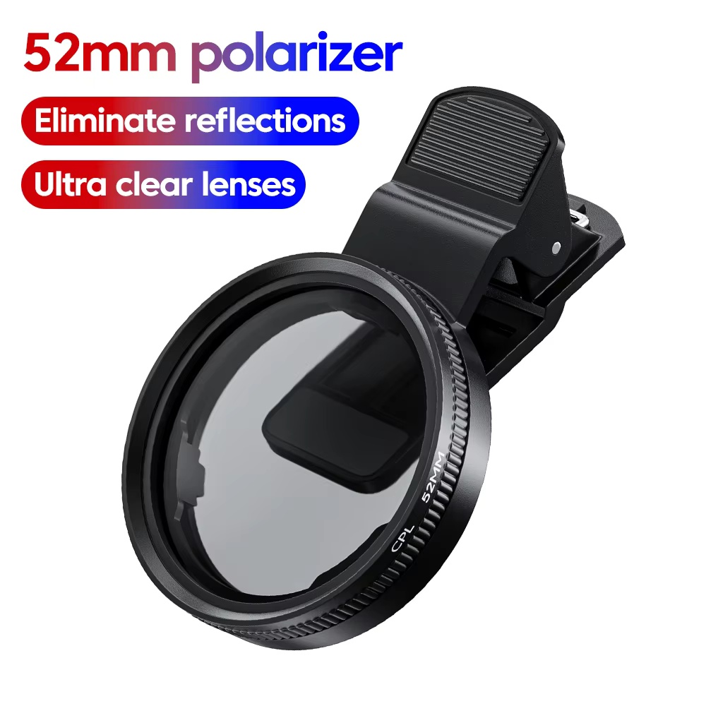 Lens Camera Clip - 52MM円形ユニバーサルポータブル偏光カメラレンズクリップCPL / UVフィルターキット（iPhone、Huawei、Xiaomi、Samsung対応）