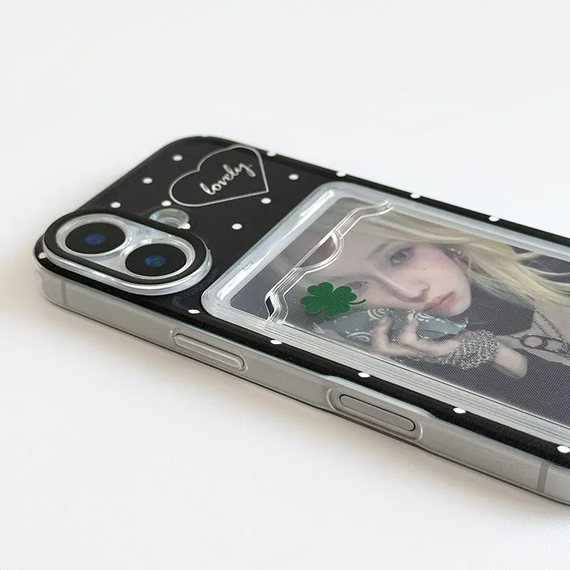 韓国風のかわいい水玉模様の漫画クローバーカードセット付きiP - Phone Accessories And Cases のレビューと価格