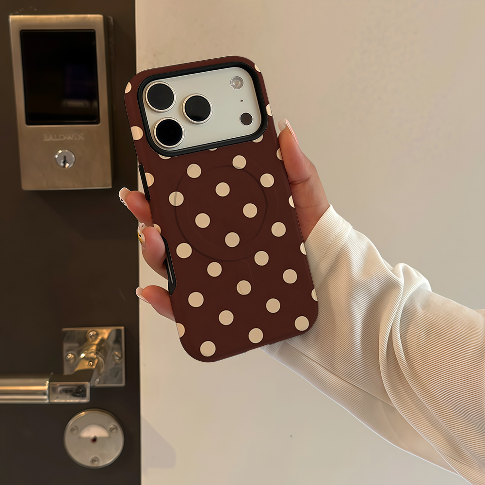 ブラウンベージュの水玉模様の磁気対応iPhoneケース（iP - Phone Accessories Magnetic のレビューと価格