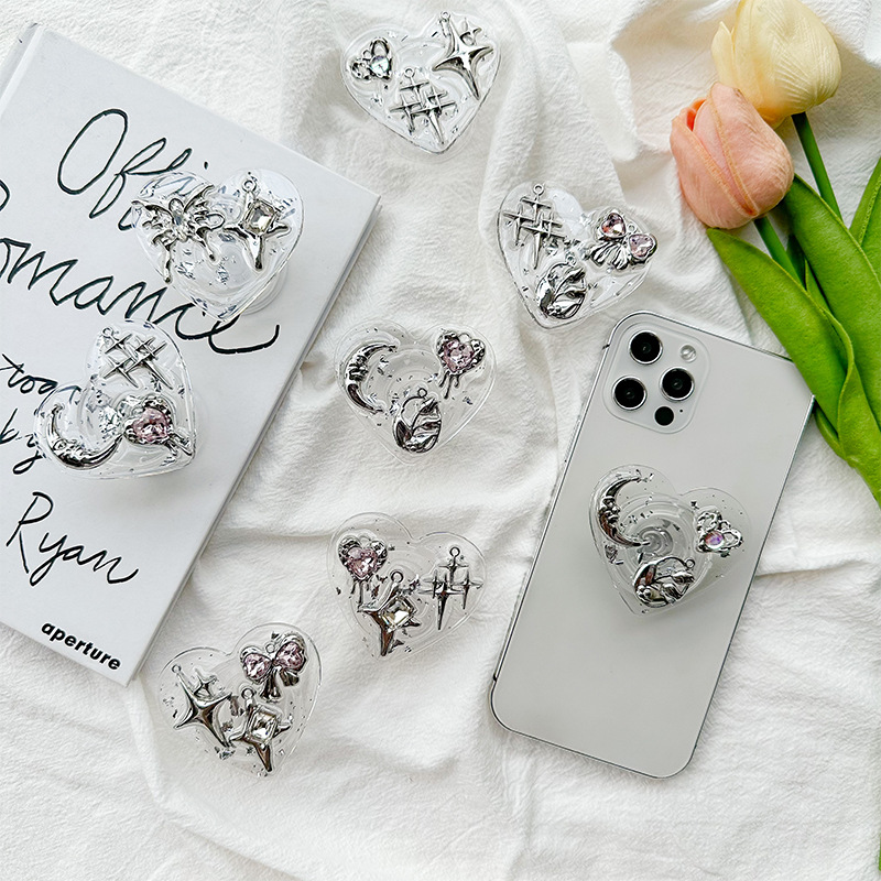 クリアハートフォン グリップホルダー 背面粘着式 Y2K コ - Phone Accessories Useful のレビューと価格