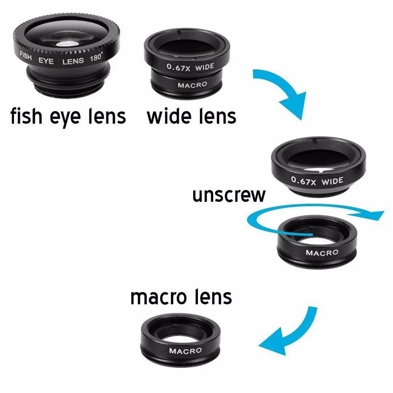 3in1魚眼レンズ 0.67倍広角ズームレンズ 魚眼マクロレ - Lens Camera Clip のレビューと価格