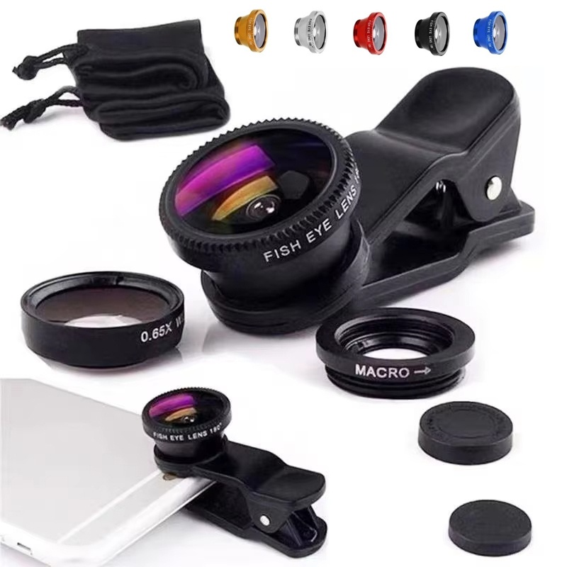 3in1スマホ用魚眼レンズ 広角マクロ軽量カメラレンズ クリ - Lens Camera Clip のレビューと価格